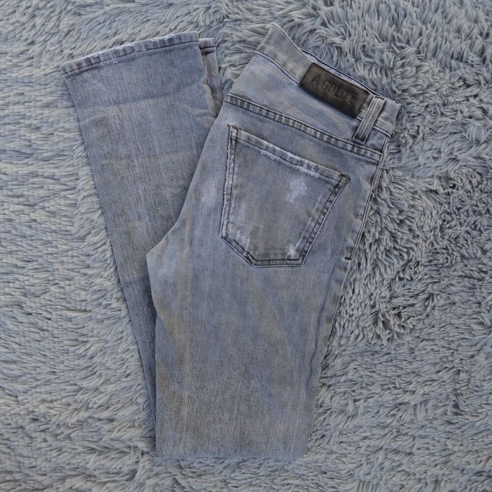 AGOLDE Jeans Womens Size 28x31 Gray Denim Slim Fit Distressed Knees